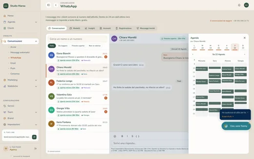 La stessa conversazione con l’agenda aperta di fianco, per fissare l’appuntamento senza uscire dalla chat