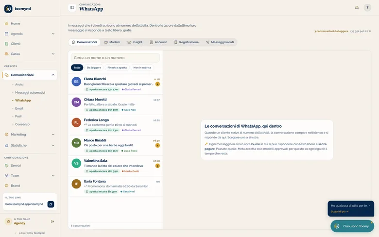La casella dei messaggi con le conversazioni a cui manca una risposta